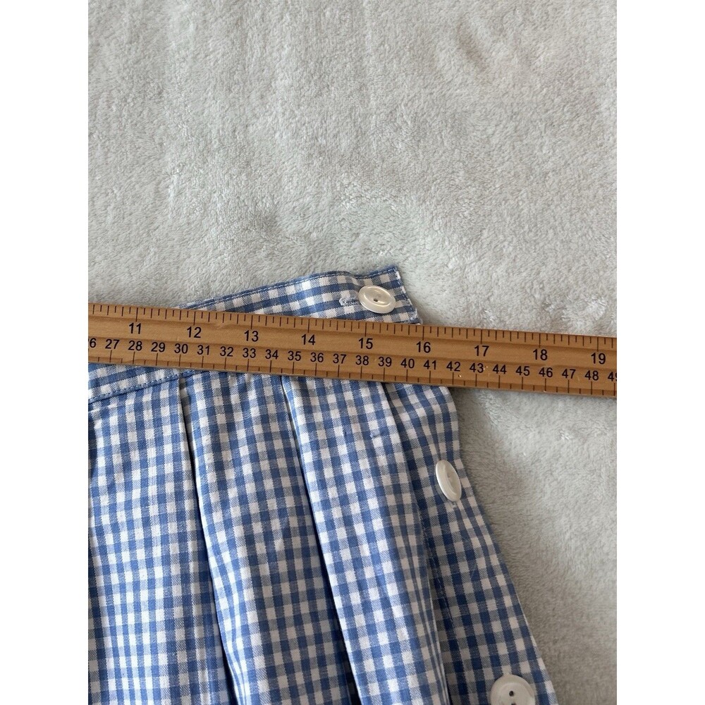 Vintage Van Heusen Blue White Gingham Button Side Midi Skirt A-Line Sz 16 Easter - Picture 7 of 8